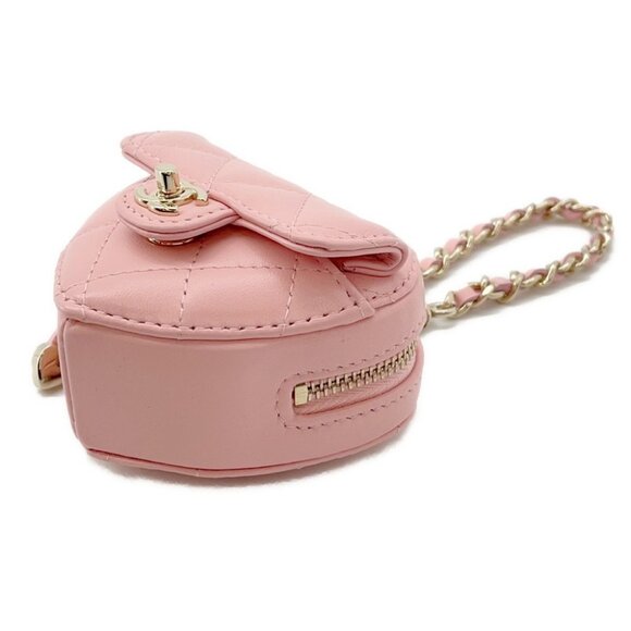 CHANEL Matelasse Mini Heart Bag Charm Lambskin Pink - Picture 8 of 10